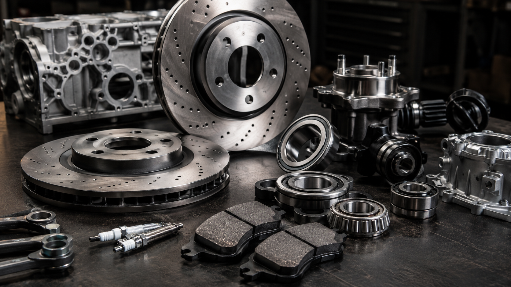 Piezas automotrices en taller industrial