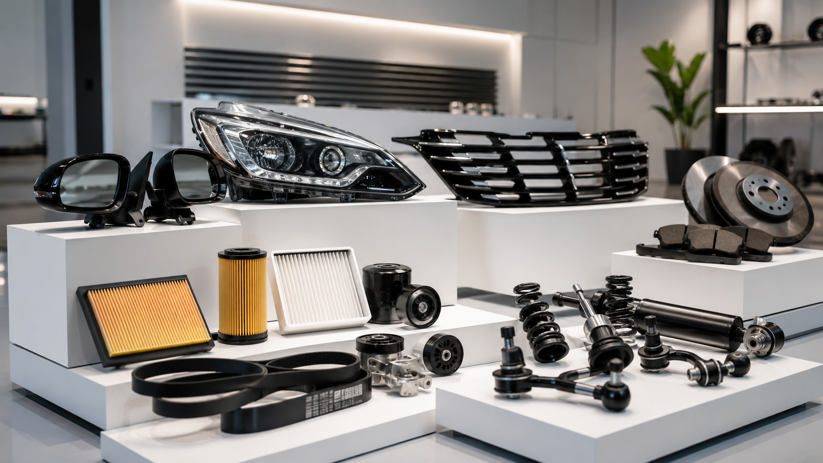 Showroom moderno de piezas automotrices